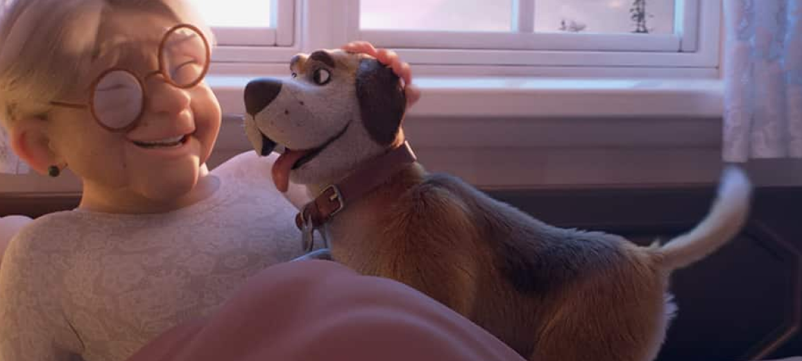 Femeie fericită să vadă un câine